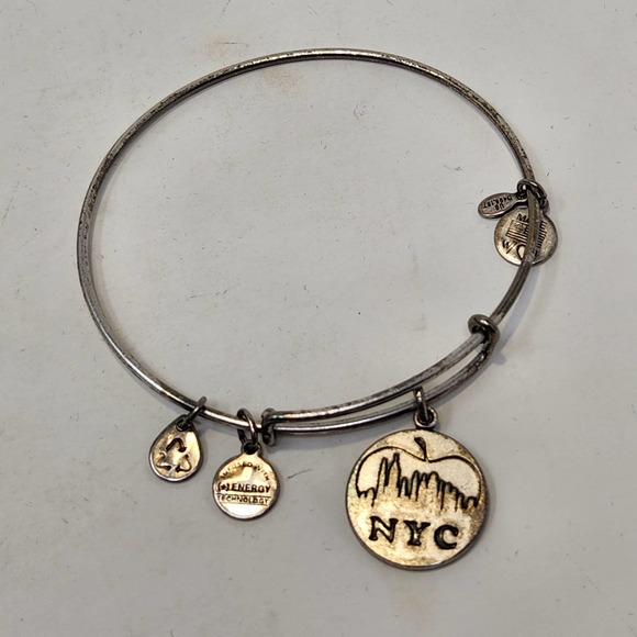 Alex and Ani NYC New York City Skyline Charm Bangle Slider Bracelet Silver Tone - Picture 3 of 6